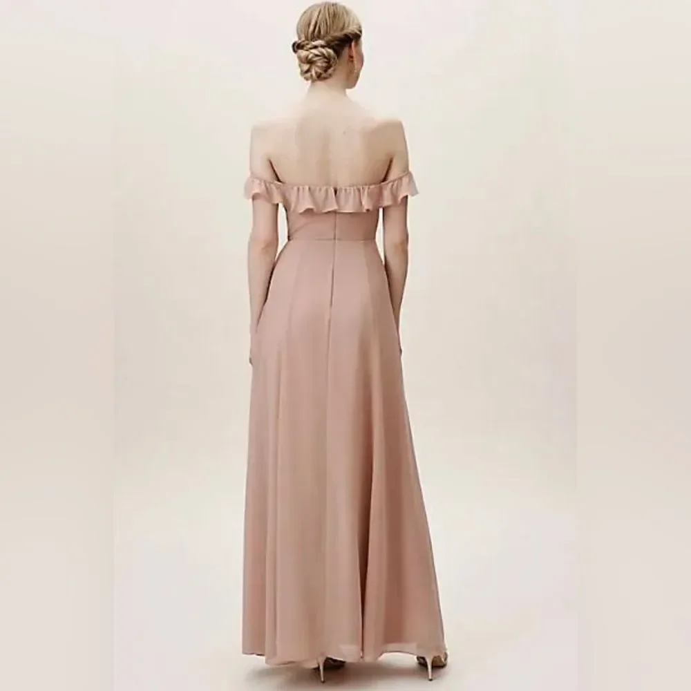 BHLDN Macau Ruffle Sleeve Apricot Bridesmaid Dress Pink Size 4 NEW NWT